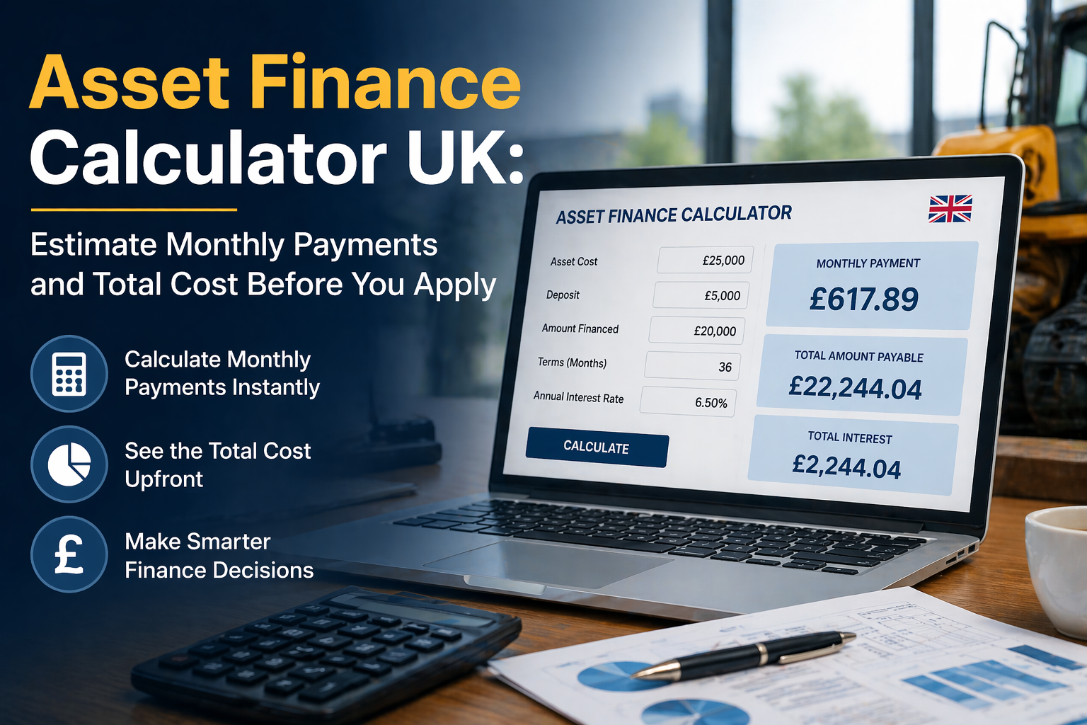 Asset Finance Calculator UK Estimate Monthly Payments and Total Cost Before You Apply
